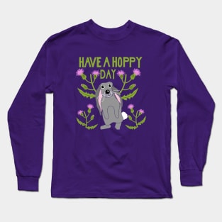 Have a Hoppy Day Floppy Eared Bunny Graphic Long Sleeve T-Shirt